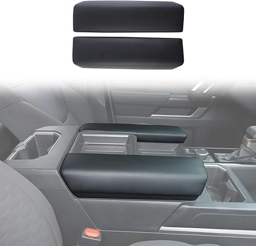 Car Central Control Armrest Protective Cover Compatible with Toyot@ Tundra/Sequoia 2022-2024 ABS Central Control Armrest Cover Waterproof Anti-Scratch Armrest Protector Pad (Black Leather)